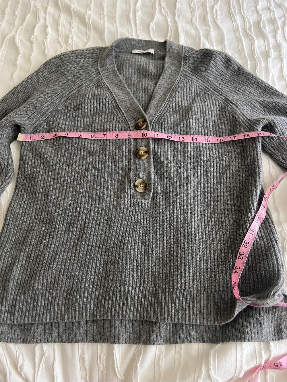 Madewell V-Neck Ribbed Button Sweater - Picture 3 of 9